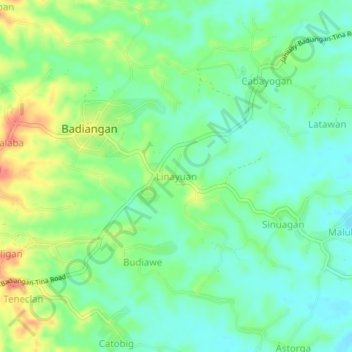 Mappa topografica Linayuan, altitudine, rilievo