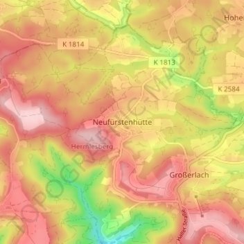 Mappa topografica Neufürstenhütte, altitudine, rilievo