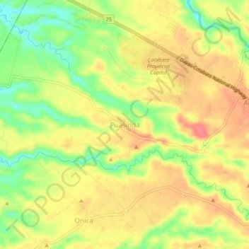 Mappa topografica Puasinda, altitudine, rilievo