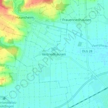 Mappa topografica Veitriedhausen, altitudine, rilievo