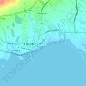 Mappa topografica Sampaloc, altitudine, rilievo