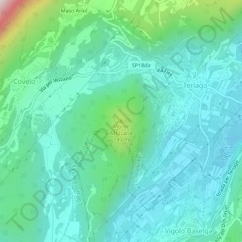 Mappa topografica Monte Mezzana, altitudine, rilievo