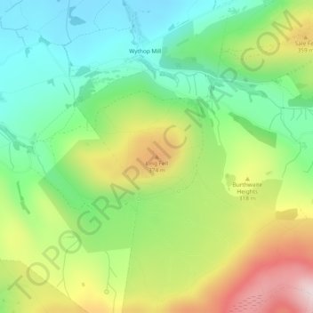 Mappa topografica Ling Fell, altitudine, rilievo