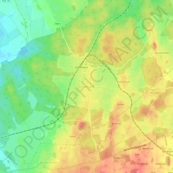 Mappa topografica Schaftlach, altitudine, rilievo