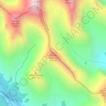 Mappa topografica Mount Arethusa, altitudine, rilievo