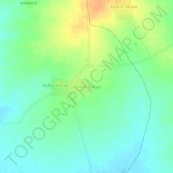 Mappa topografica Vasant Nagar, altitudine, rilievo