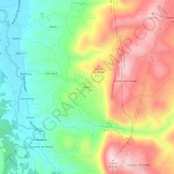 Mappa topografica Poios, altitudine, rilievo