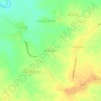 Mappa topografica Narangpur, altitudine, rilievo