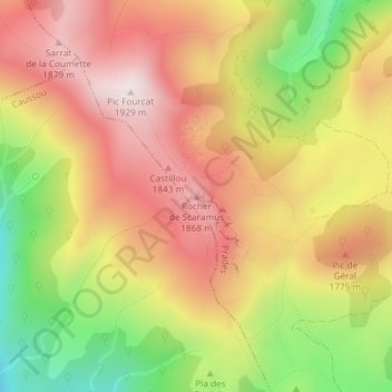 Mappa topografica Rocher de Scaramus, altitudine, rilievo