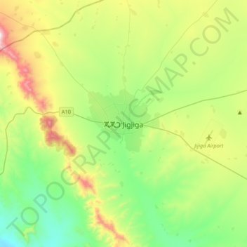 Mappa topografica Jijiga, altitudine, rilievo