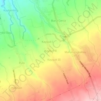 Mappa topografica Kayquit II, altitudine, rilievo