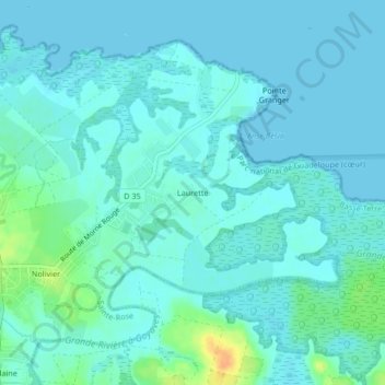 Mappa topografica Laurette, altitudine, rilievo