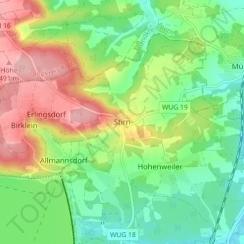 Mappa topografica Stirn, altitudine, rilievo