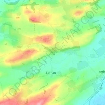 Mappa topografica Penrhos, altitudine, rilievo