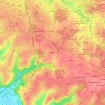 Mappa topografica La Perrière, altitudine, rilievo