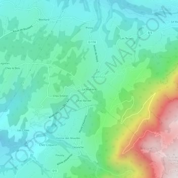 Mappa topografica La Fruitière, altitudine, rilievo