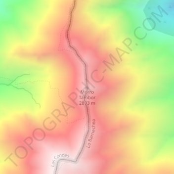 Mappa topografica Morro Tambor, altitudine, rilievo