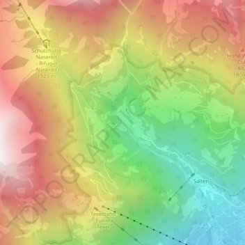 Mappa topografica Cascata, altitudine, rilievo