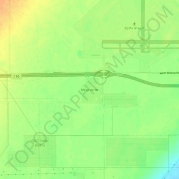 Mappa topografica Mesa Verde, altitudine, rilievo