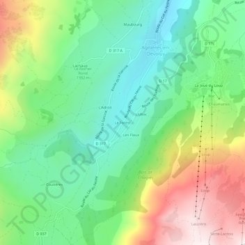 Mappa topografica Le Forest, altitudine, rilievo