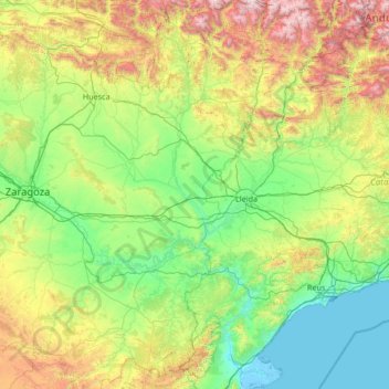 Mappa topografica Franja de Ponent, altitudine, rilievo