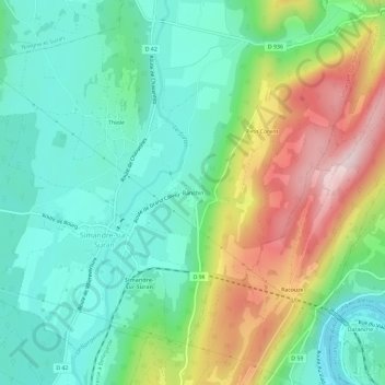 Mappa topografica Banchin, altitudine, rilievo