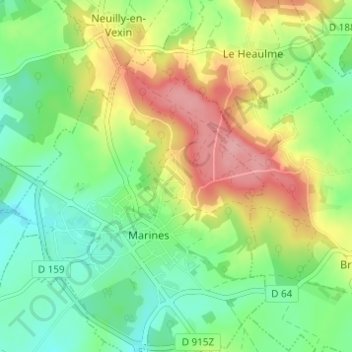 Mappa topografica Les Hautiers, altitudine, rilievo