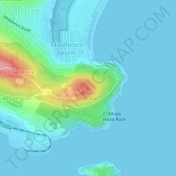 Mappa topografica Mount Adelaide, altitudine, rilievo