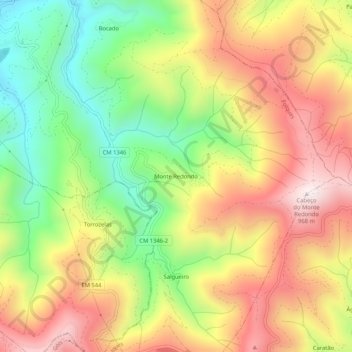 Mappa topografica Monte Redondo, altitudine, rilievo