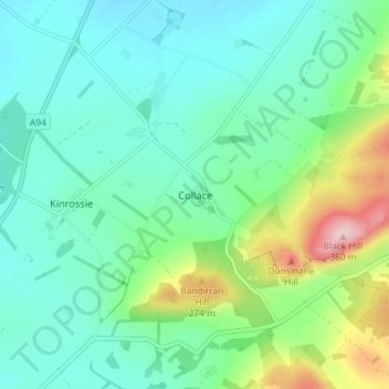 Mappa topografica Collace, altitudine, rilievo