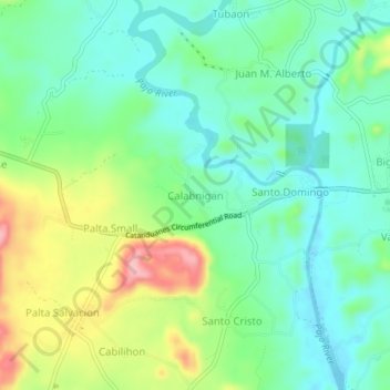 Mappa topografica Calabnigan, altitudine, rilievo