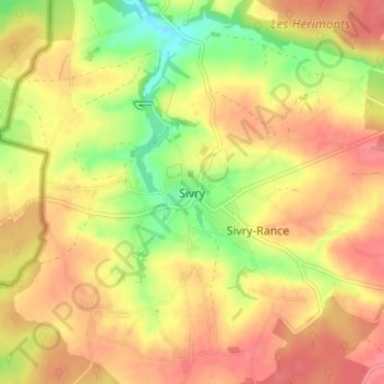 Mappa topografica Sivry, altitudine, rilievo