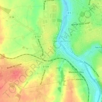 Mappa topografica La Maison Dieu, altitudine, rilievo