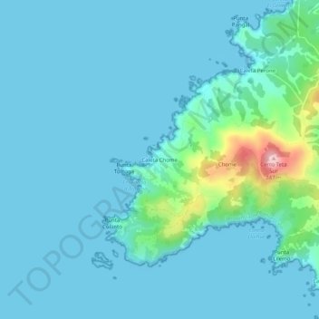Mappa topografica Caleta Chome, altitudine, rilievo