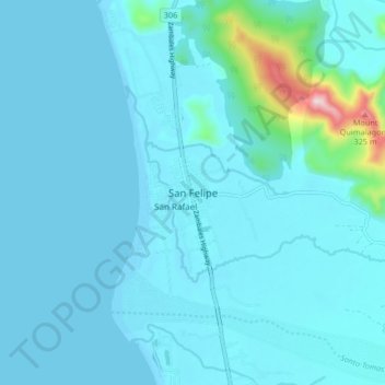 Mappa topografica San Felipe, altitudine, rilievo