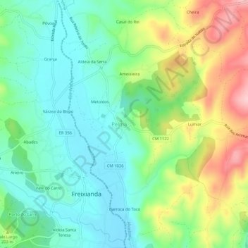 Mappa topografica Pelmá, altitudine, rilievo