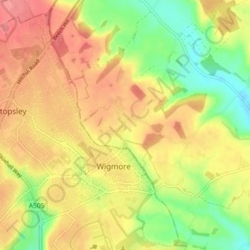 Mappa topografica Cockernhoe, altitudine, rilievo