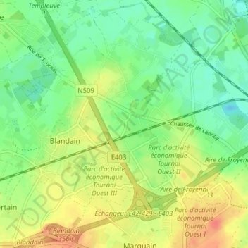 Mappa topografica Honnevain, altitudine, rilievo