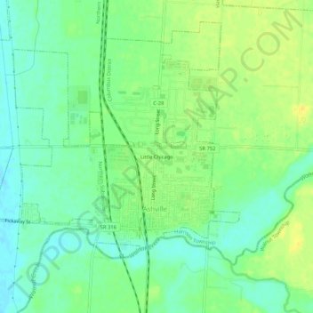 Mappa topografica Little Chicago, altitudine, rilievo