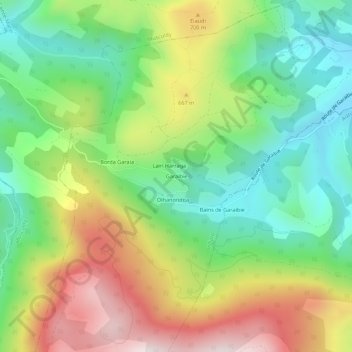 Mappa topografica Garaïbie, altitudine, rilievo