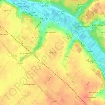 Mappa topografica La Bruère, altitudine, rilievo