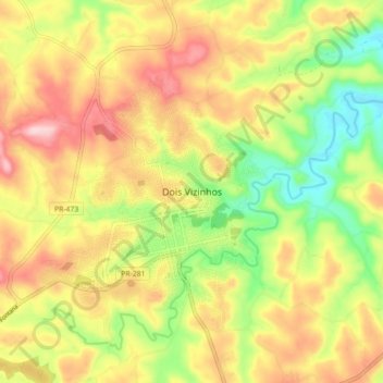 Mappa topografica Dois Vizinhos, altitudine, rilievo