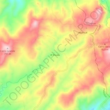 Mappa topografica El Pindo, altitudine, rilievo