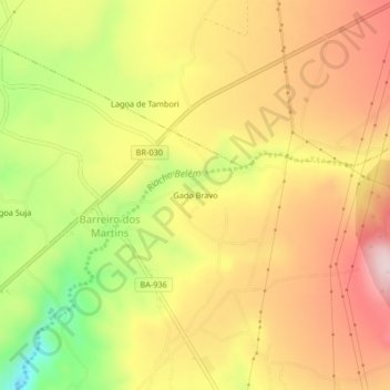 Mappa topografica Gado Bravo, altitudine, rilievo