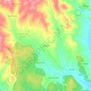Mappa topografica Camarões, altitudine, rilievo