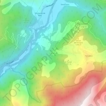 Mappa topografica Malmercat, altitudine, rilievo