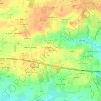Mappa topografica La Digonnière, altitudine, rilievo