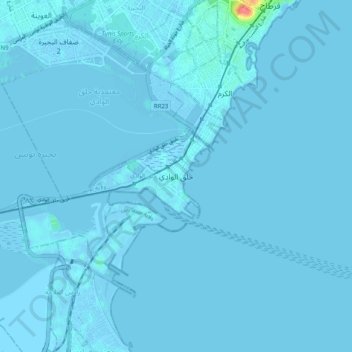 Mappa topografica La Goulette, altitudine, rilievo