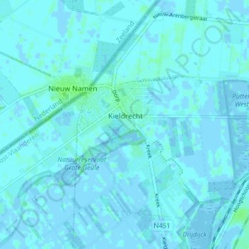 Mappa topografica Tragel, altitudine, rilievo