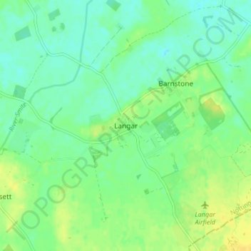 Mappa topografica Langar, altitudine, rilievo